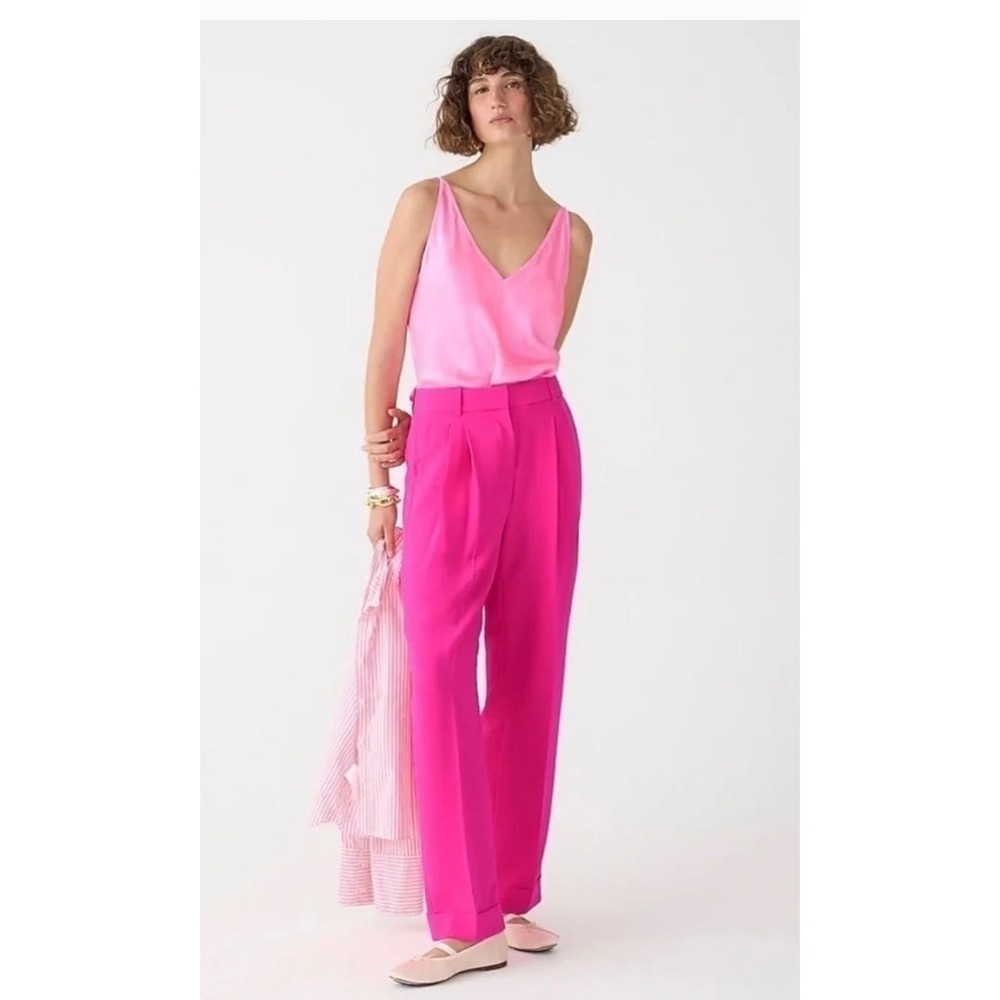 J Crew Wide leg essential pants in city crepe Size 6 hot pink BS581‎